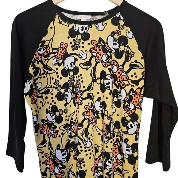 LuLaRoe Disney Yellow Orange Minnie Mouse Randy Baseball T-shirt Size Medium - Picture 2 of 8